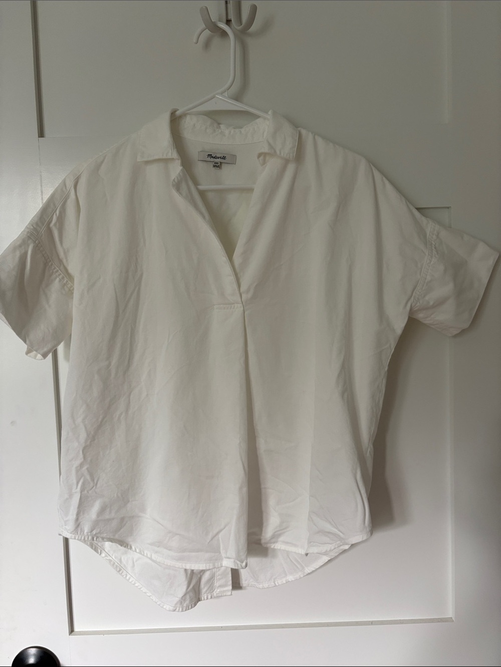 Madewell White Short-Sleeve Relaxed Collared Button-Down size XXS